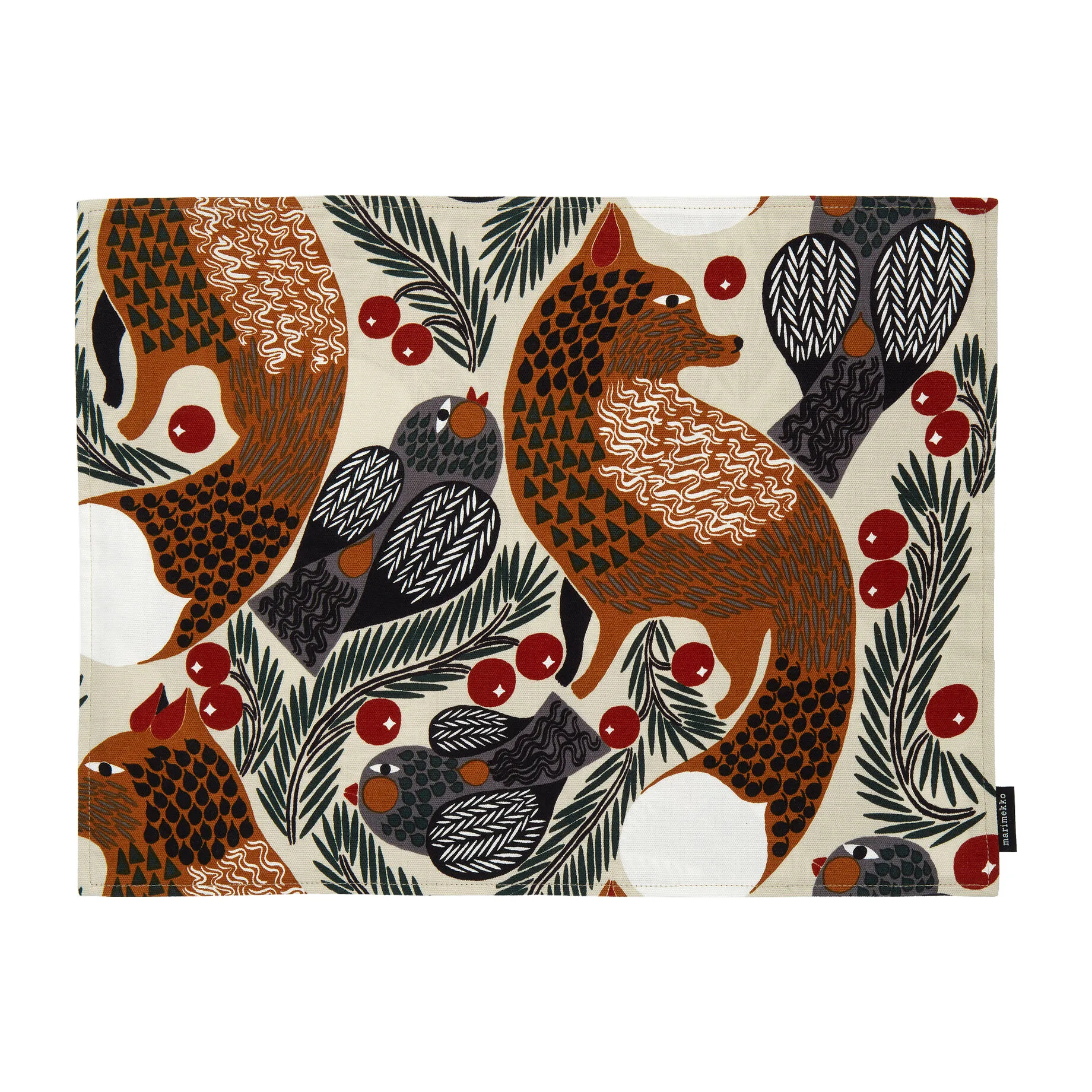 Pieni Ketunmarja Platzdecke 31 x 42cm, Beige-braun-grau Marimekko