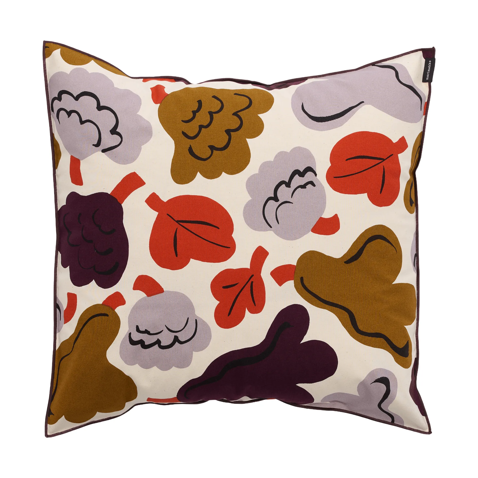 Pieni Kukasta Kukkaan Kissenbezug, Hay-plum-bronze-terracotta, 50x50 cm Marimekko
