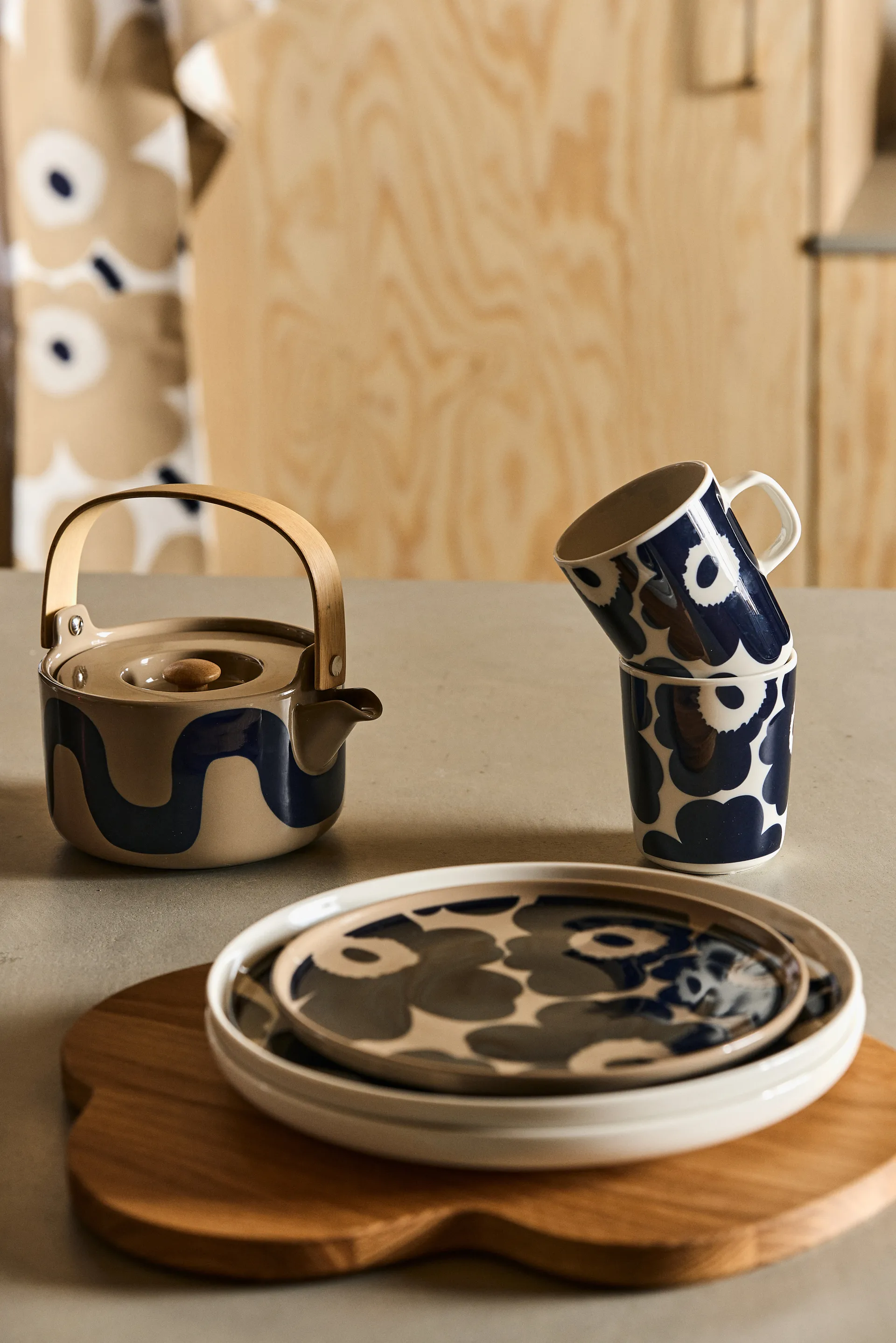 Pieni Unikko Geschirrtuch, Off white-beige-blau Marimekko