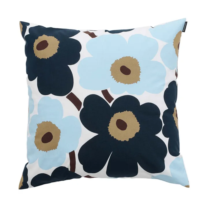 Pieni Unikko Kissenbezug 50x50cm - Weiß-blueberry-cold blue-Dunkelbraun - Marimekko
