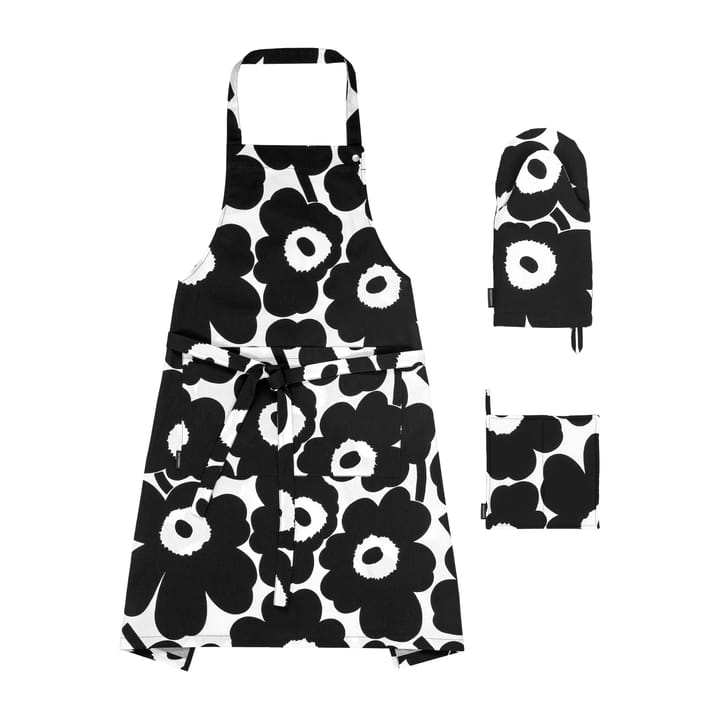 Pieni Unikko Küchentextilienset, Weiß-schwarz Marimekko