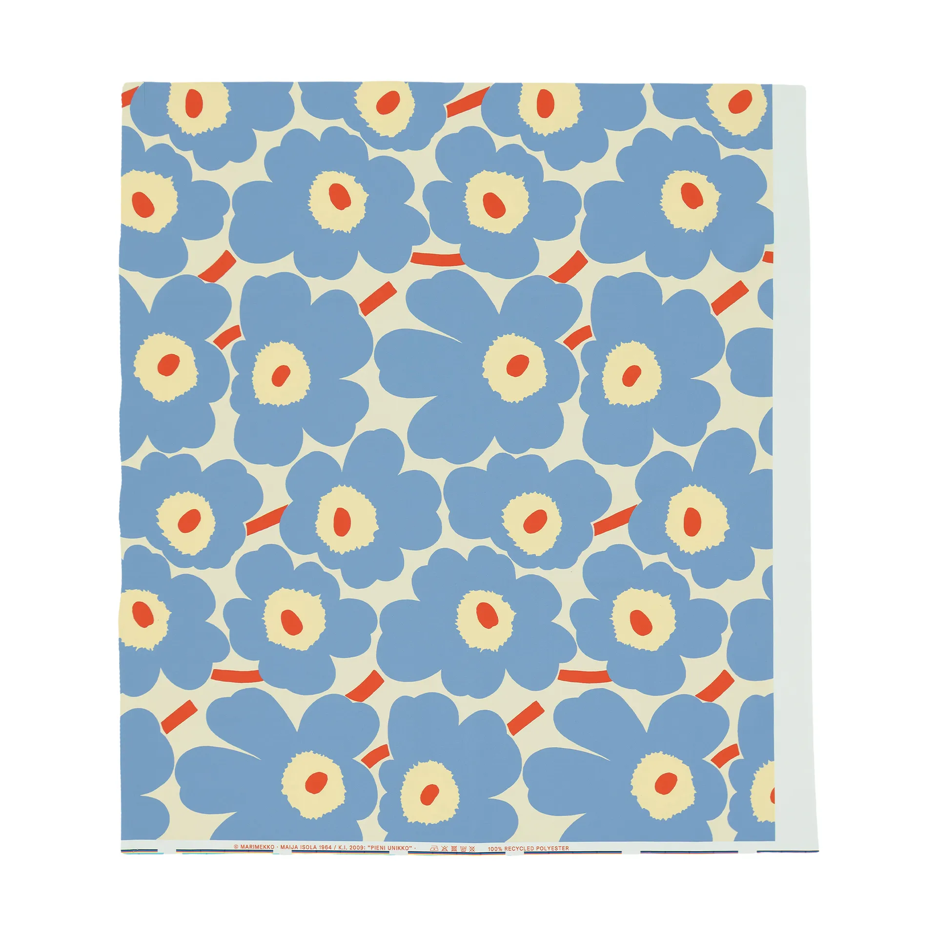 Pieni Unikko Outdoor Stoff, Off white-light blue-melon-orange red Marimekko