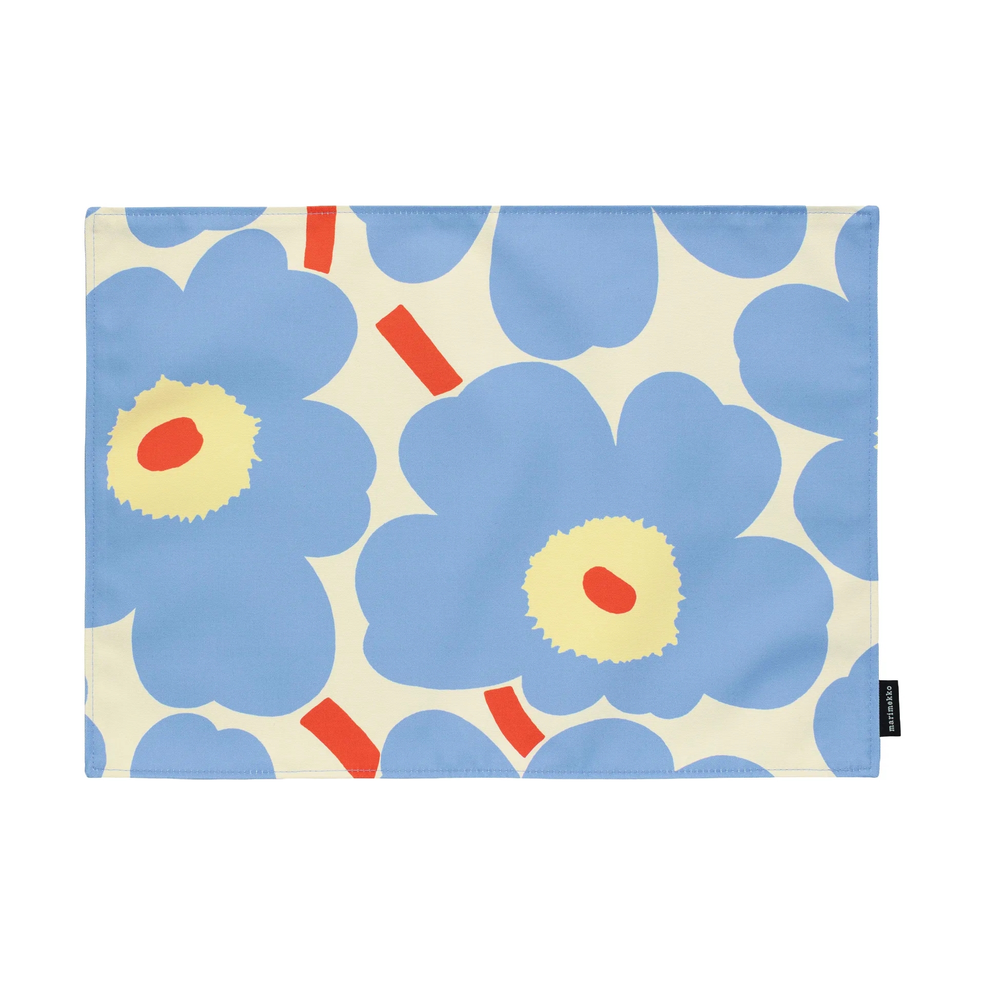 Pieni Unikko Platzdecke, Off white-light blue-melon-orange red, 31x42 cm Marimekko