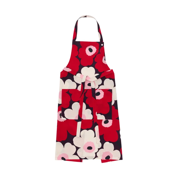Pieni Unikko Schürze - Plum-Cranberry-Off white-Rose - Marimekko