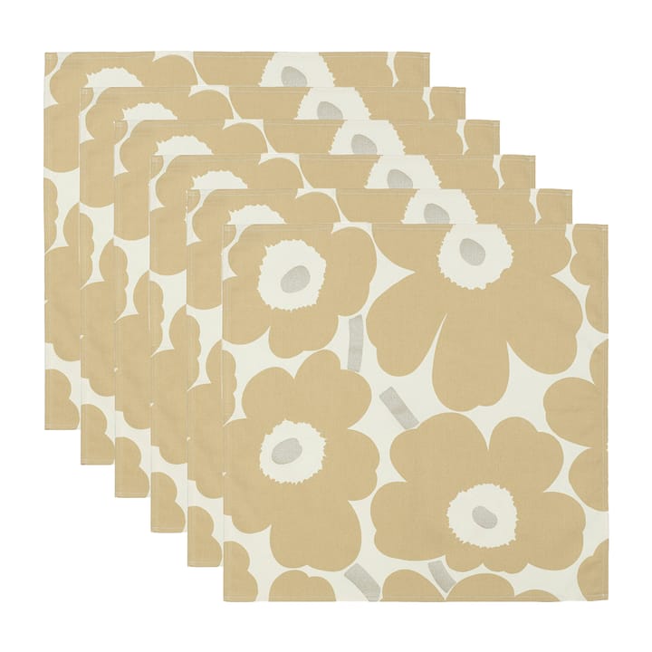 Pieni Unikko Servietten 43 x 43 cm 6er-Pack, Beige-Silber-Weiß Marimekko