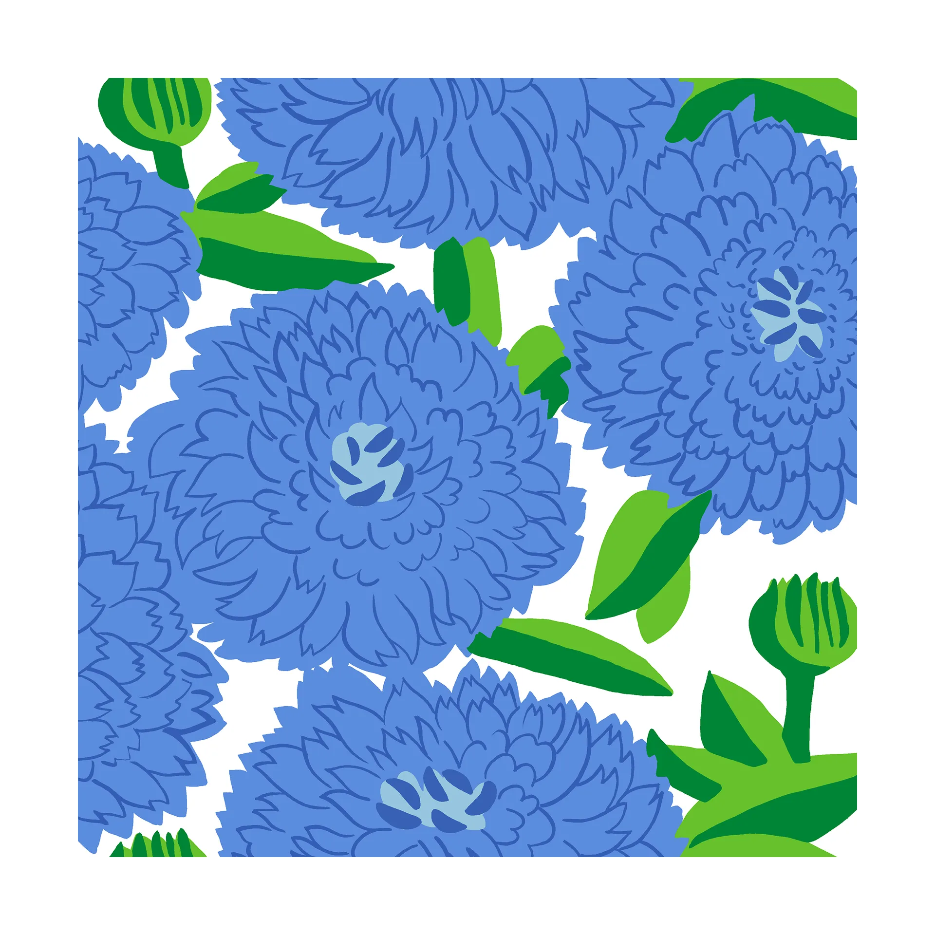 Primavera Serviette 33 x 33cm 20 pack, Blue Marimekko