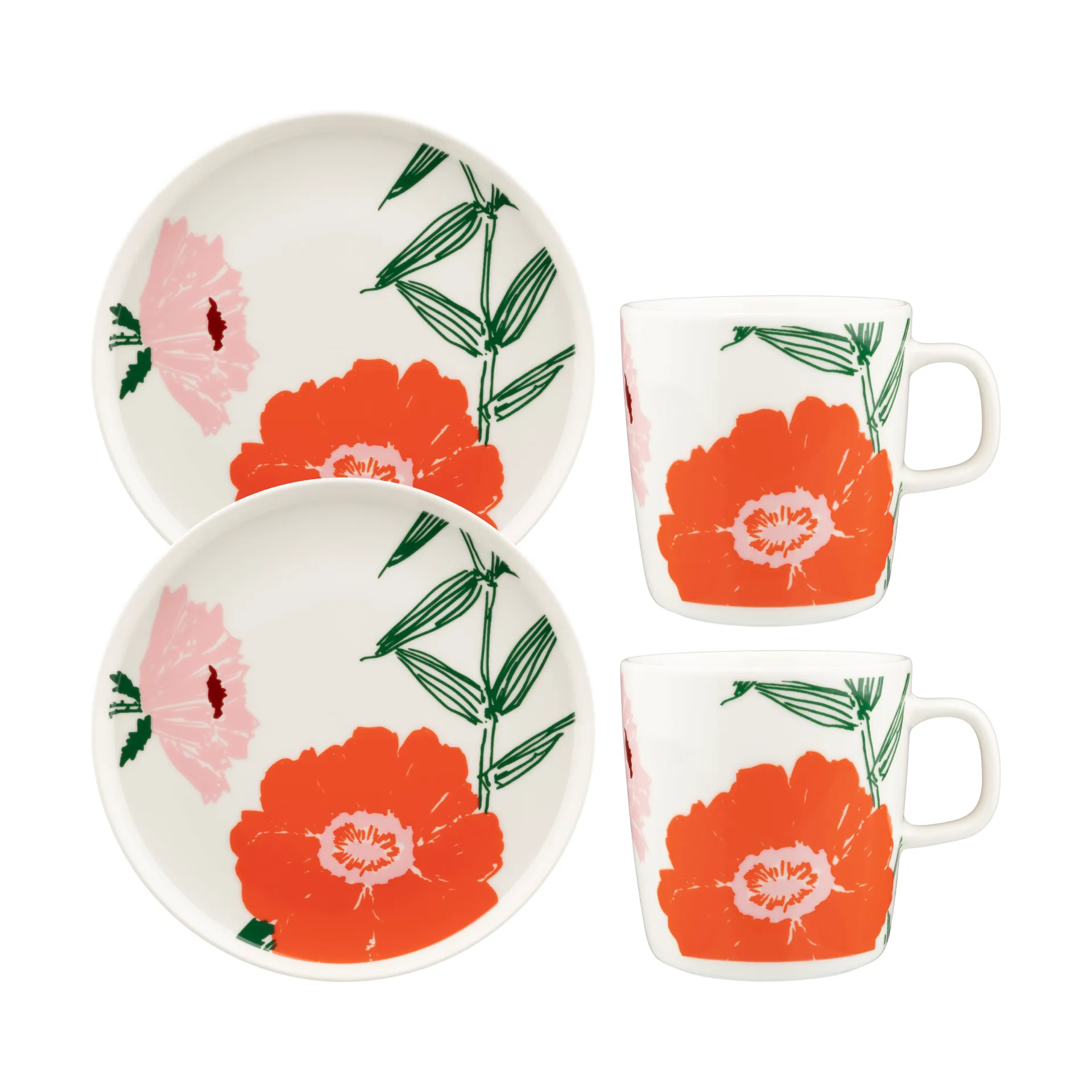 Puutarhakutsut Frühstücksset 4-teilig, White-green-orange Marimekko