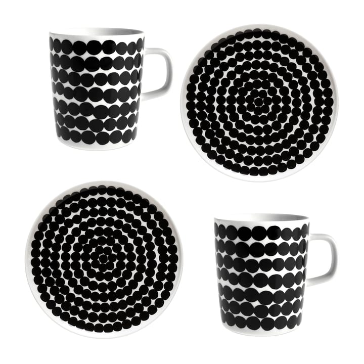 Räsymatto Frühstücksset, Weiß-schwarz Marimekko