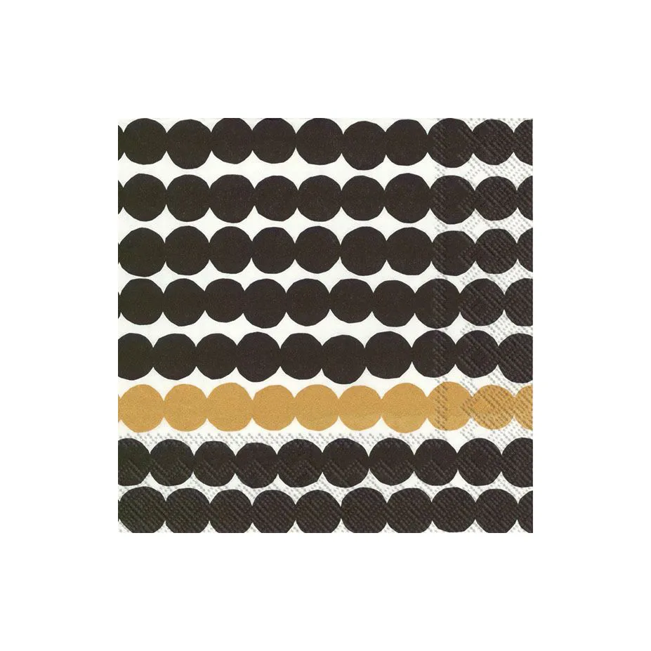 Räsymatto Serviette 33 x 33cm 20er Pack, Schwarz-gold Marimekko