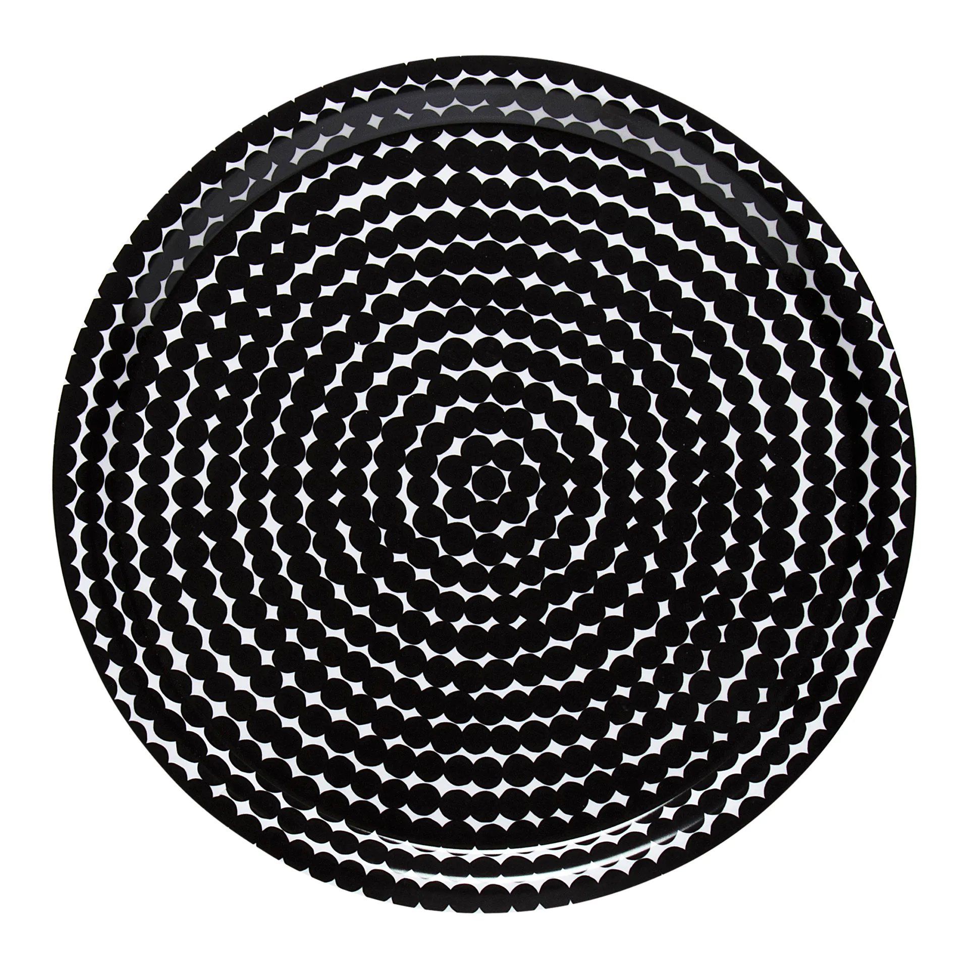 Räsymatto Tablett Ø31cm, Schwarz-weiß Marimekko