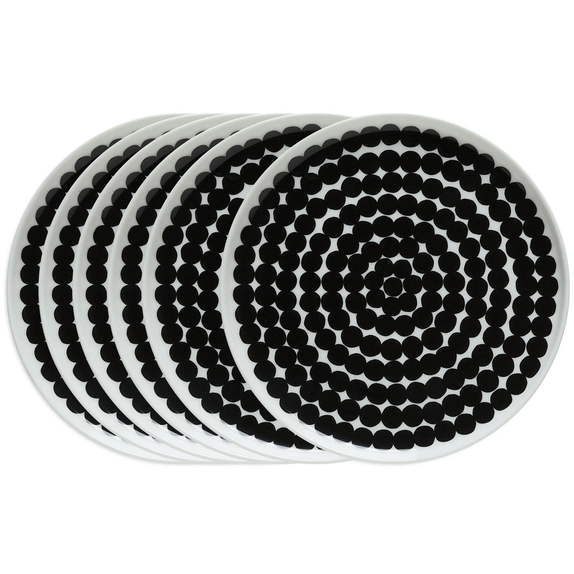 Räsymatto Teller 20cm, 6er Pack Schwarz-weiß,  Marimekko