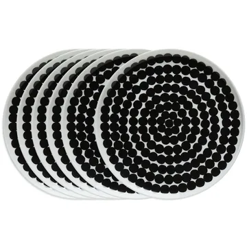 Räsymatto Teller 20cm, 6er Pack Schwarz-weiß - Marimekko