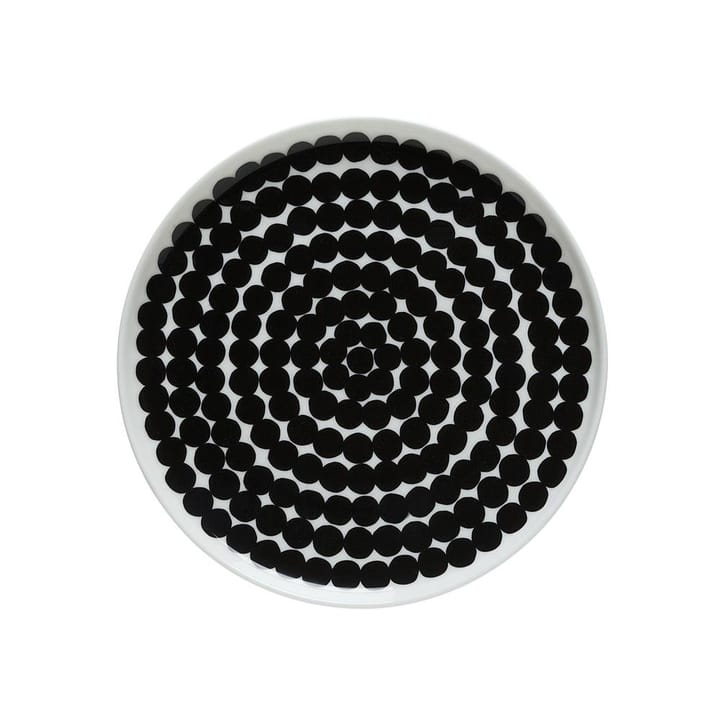 Räsymatto Teller Ø 20cm, Schwarz-weiß (große Punkte) Marimekko
