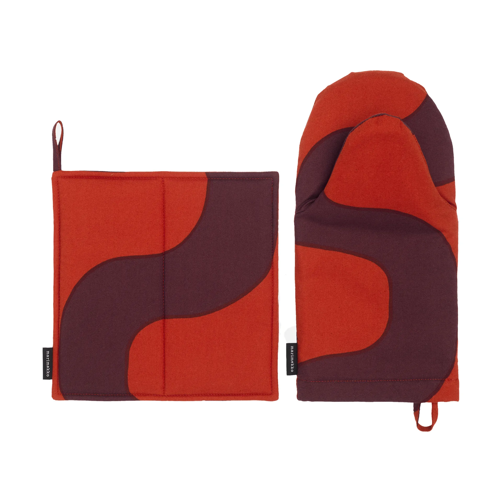 Seireeni Ofenhandschuh und Topflappen Set 2 Teile, Red-burgundy Marimekko