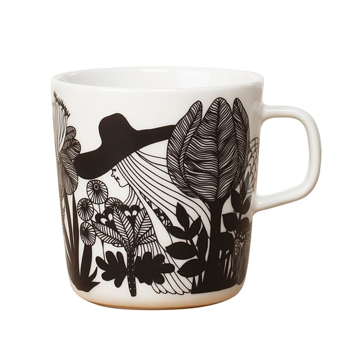 Siirtolapuutarha Teetasse 4dl, Schwarz-weiß-rosa Marimekko