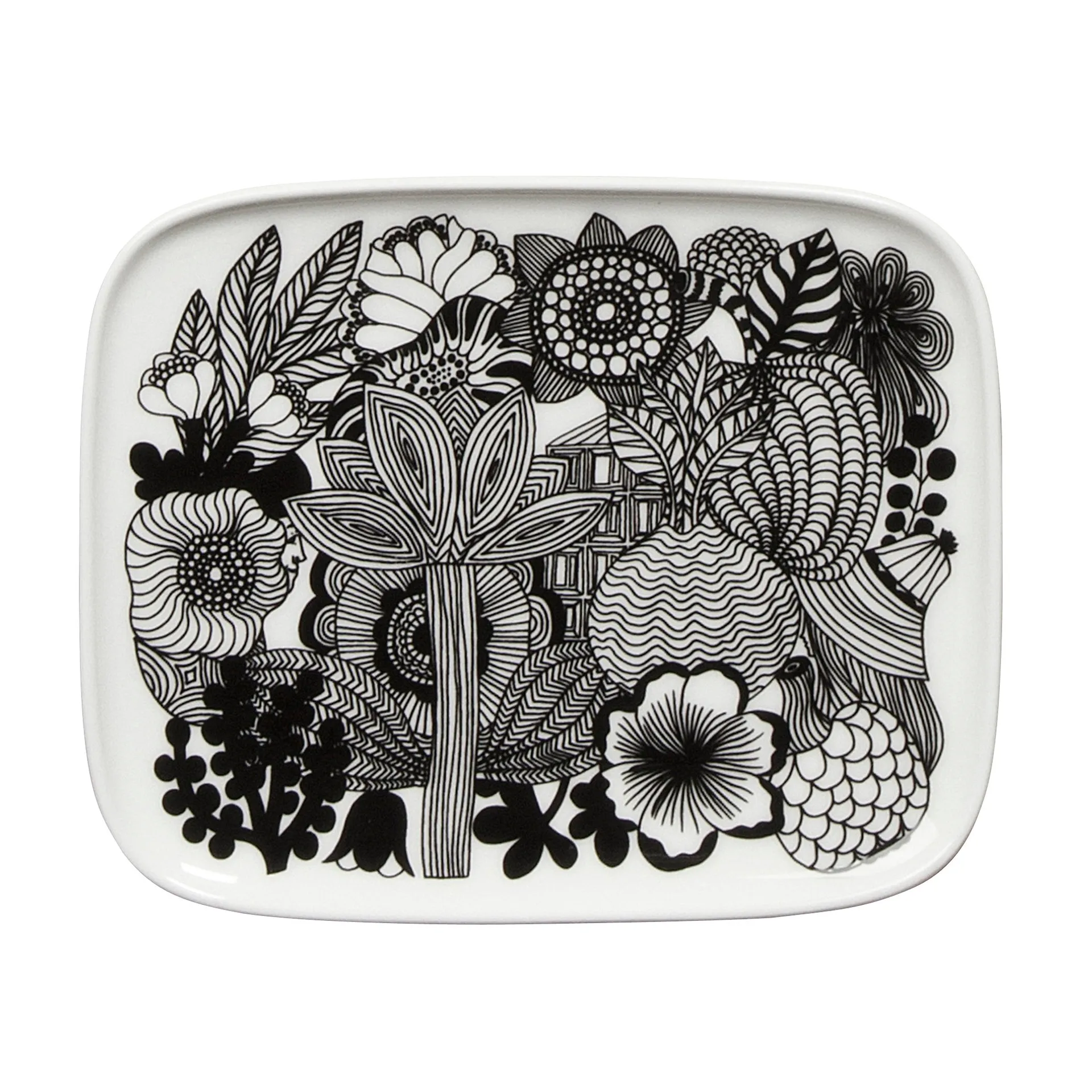 Siirtolapuutarha Teller 15 x 12cm, Schwarz-weiß Marimekko
