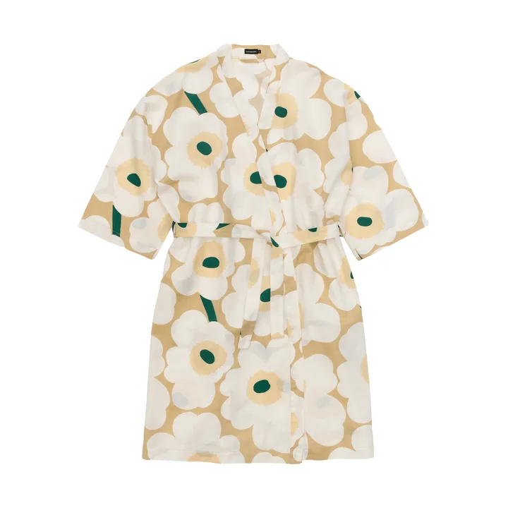 Unikko Bademantel S/M - Sand-off white-hay-emerald - Marimekko