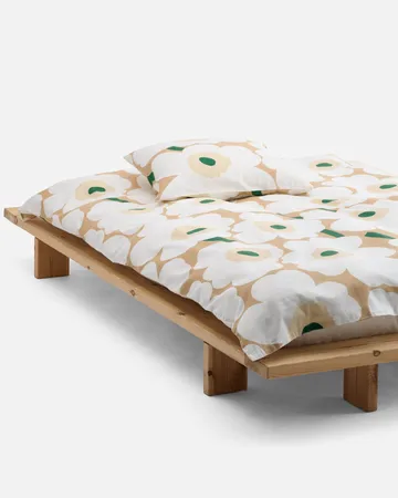Unikko Deckenbezug 150x210cm - Sand-off white-hay-emerald - Marimekko
