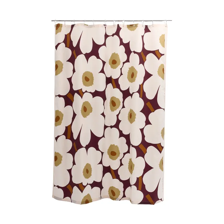 Unikko Duschvorhang - Pflaume-Rosa-Ulmenholz-Toffee - Marimekko