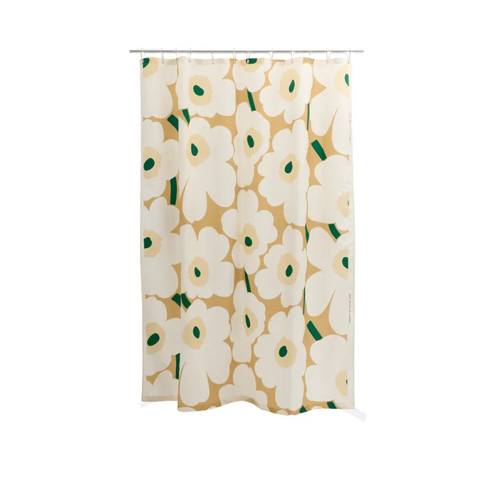 Unikko Duschvorhang - Sand-off white-hay-emerald - Marimekko