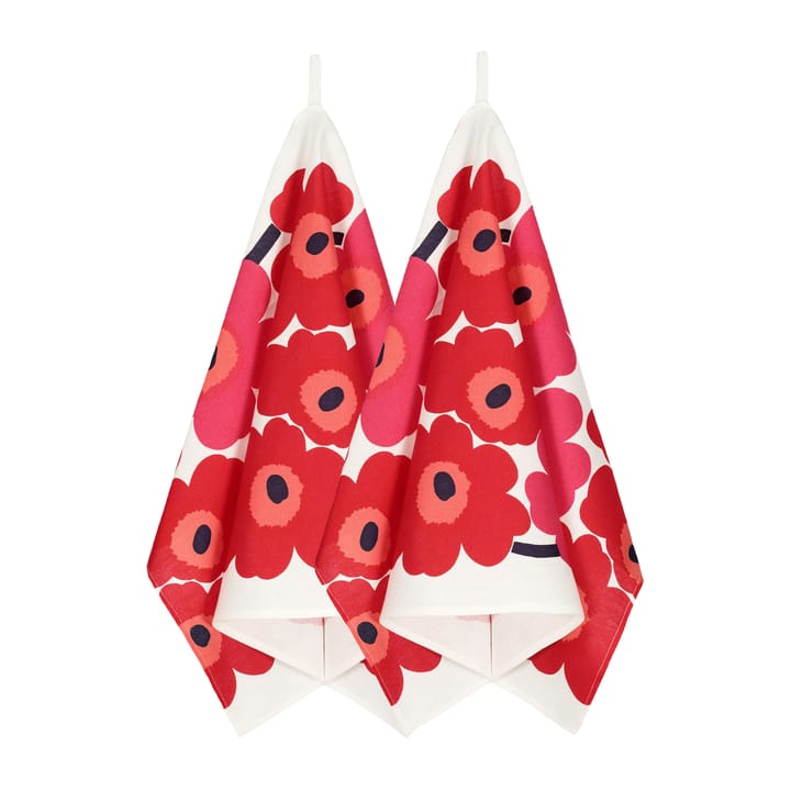 Unikko Geschirrtuch 2er Pack - Weiß rot - Marimekko