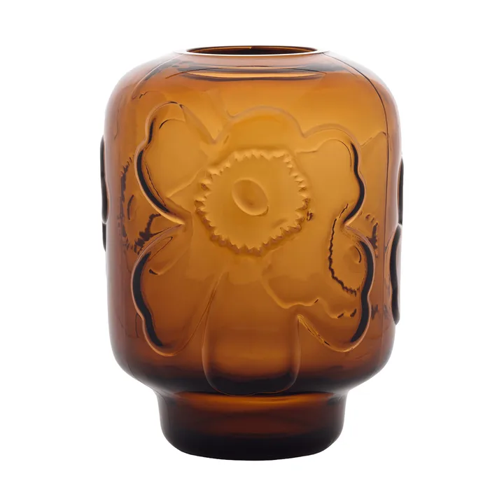 Unikko Glasvase - Cognac, 18 cm - Marimekko