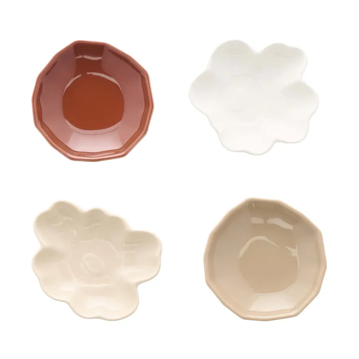 Unikko & kivet shape Teller 4-teilig - Beige-Kastanie-Weiß-Hellbraun - Marimekko