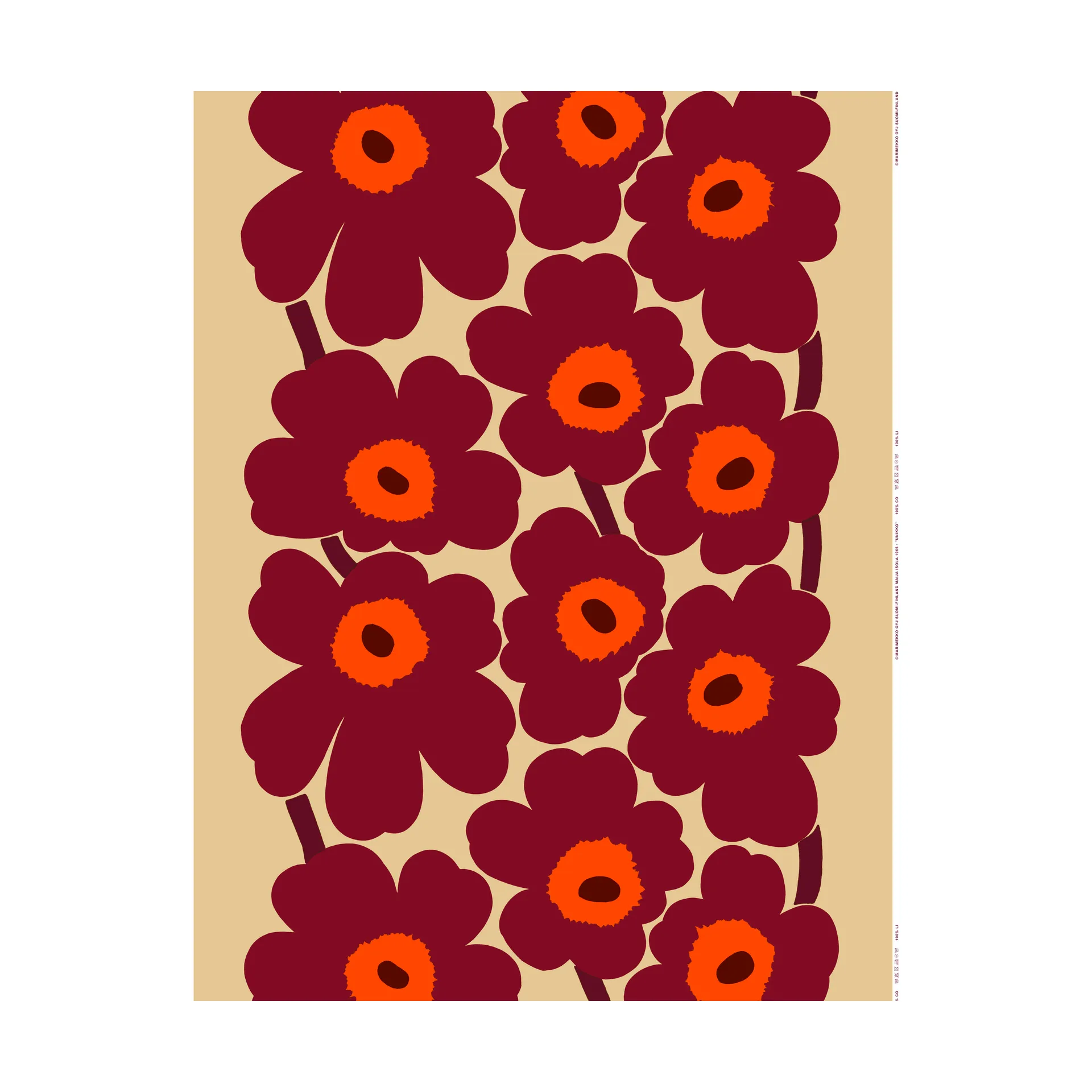 Unikko Leinenstoff, Vanilla-wine red-red Marimekko