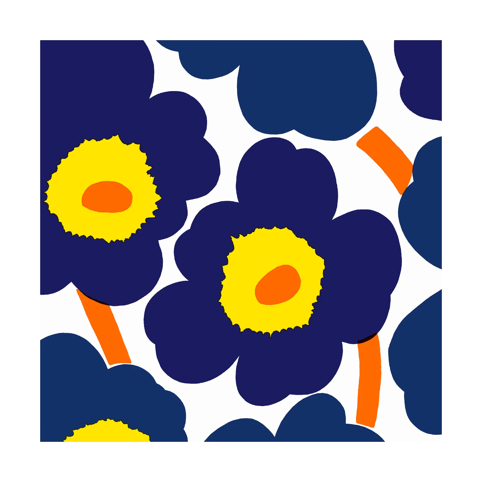 Unikko Serviette 33x33cm 20er Pack, Blue-Yellow Marimekko