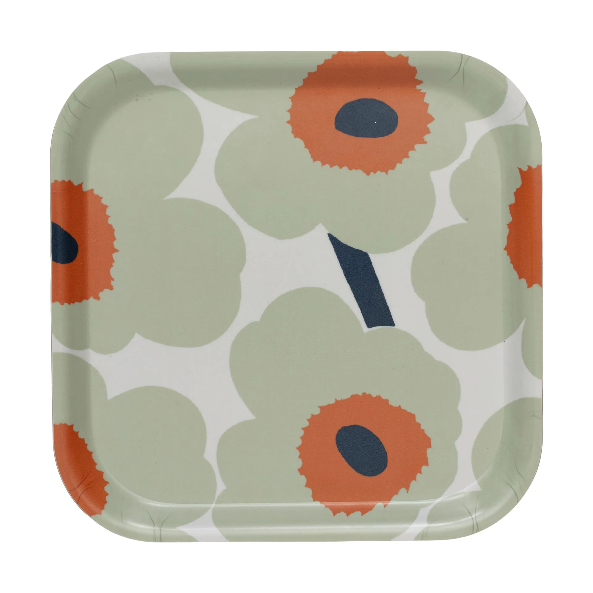 Unikko Tablett 20x20 cm, Off white-sage-orange Marimekko