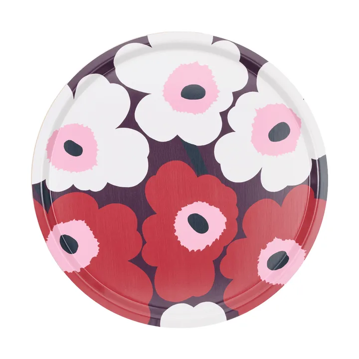 Unikko Tablett - Pflaume/Cranberry/Cremeweiß/Rosa, Ø46 cm - Marimekko