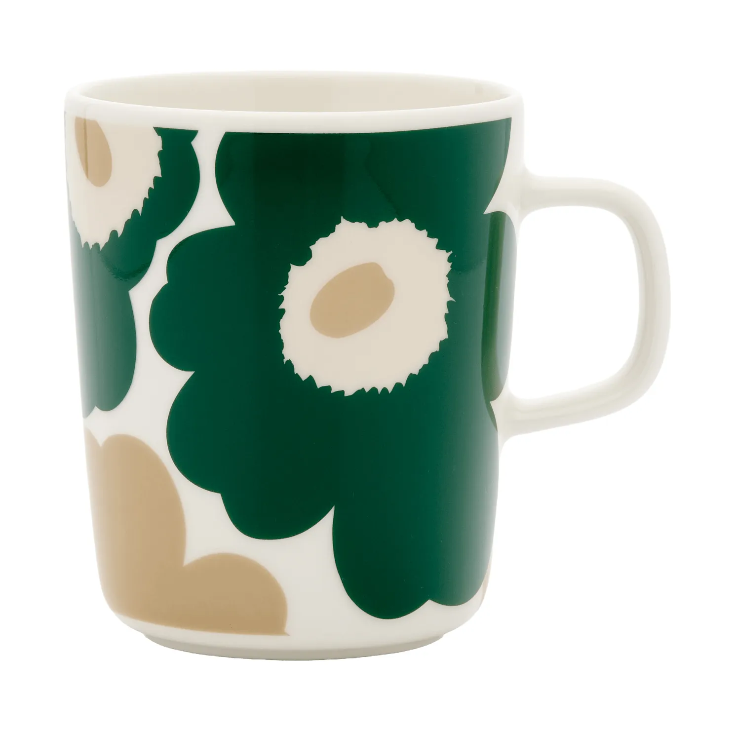 Unikko Tasse 25 cl, White-dark green-beige-light sand Marimekko