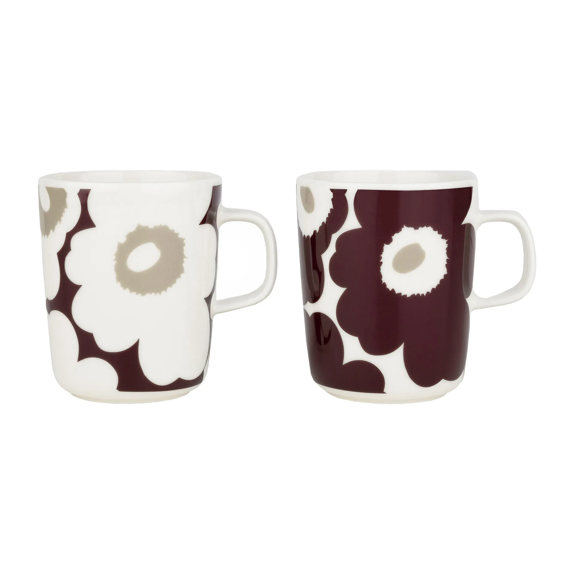 Unikko Tasse 2,5 dl 2er-Pack, Clay-dark wine-white Marimekko