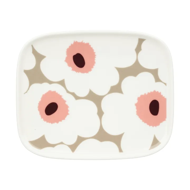 Unikko Teller 12 x 15cm - White-clay-powder-dark wine - Marimekko