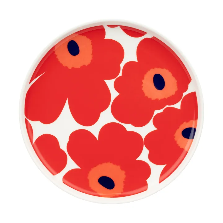 Unikko Teller Ø20 cm - White-red-blue - Marimekko