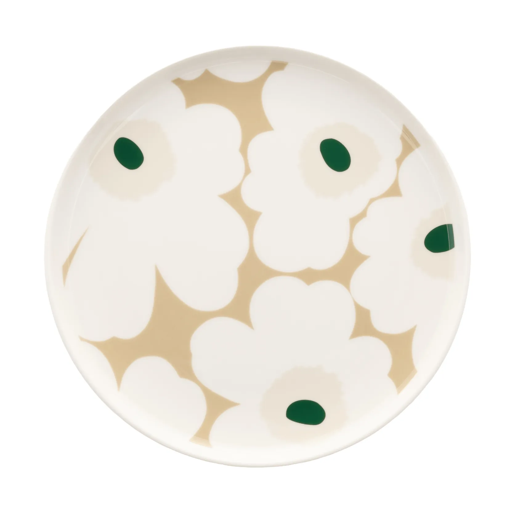 Unikko Teller Ø20cm, White-beige-light sand-dark green Marimekko