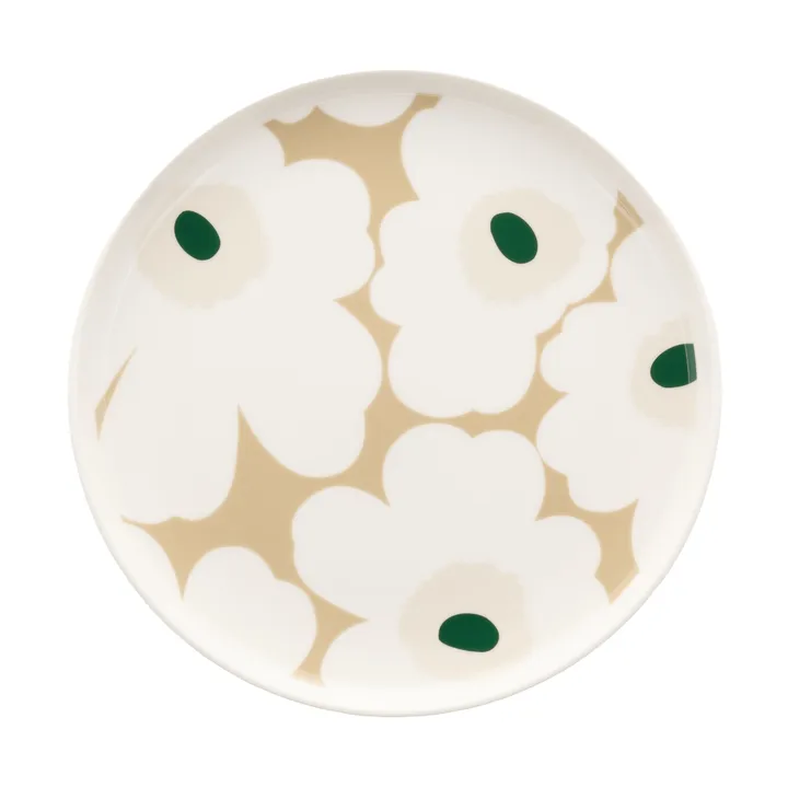 Unikko Teller Ø20cm - White-beige-light sand-dark green - Marimekko