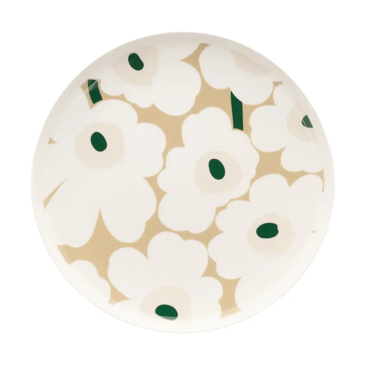 Unikko Teller Ø25 cm - White-beige-light sand-dark green - Marimekko
