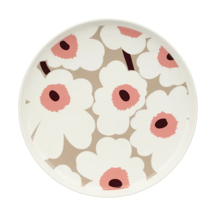 Unikko Teller Ø25 cm - White-clay-powder-dark wine - Marimekko
