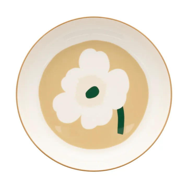 Unikko tiefer Teller Ø20,5 cm - White-beige-light sand-dark green - Marimekko