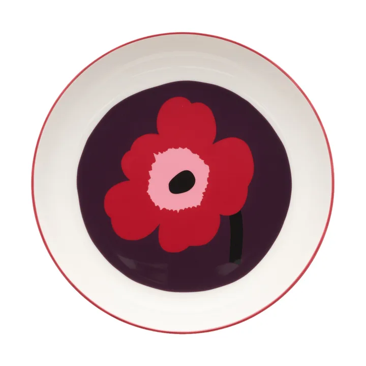 Unikko tiefer Teller Ø20,5 cm - White-plum-cranberry-pink - Marimekko