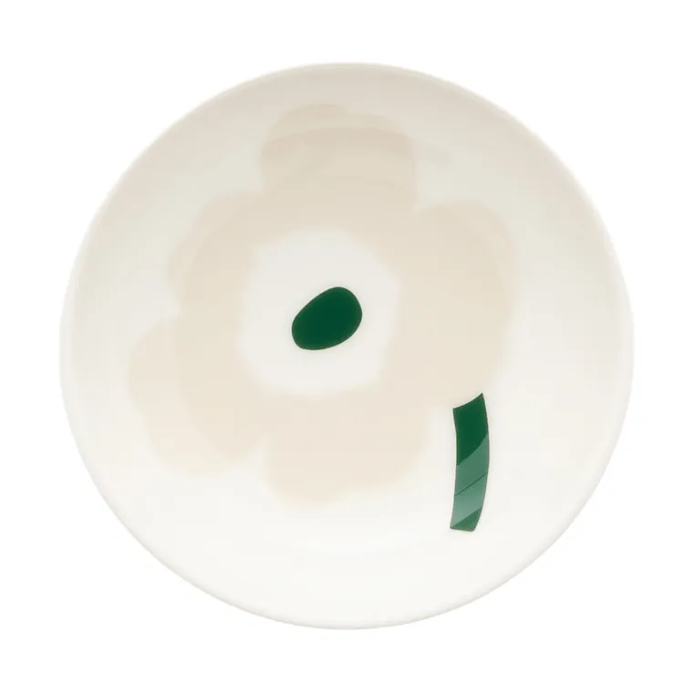 Unikko tiefer Teller, Beige-Weiß-Hellbeige-Dunkelgrün Marimekko