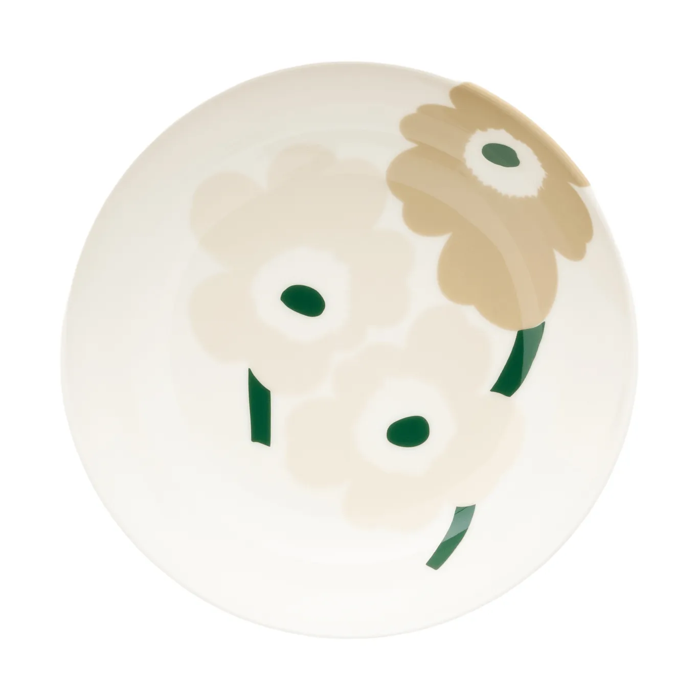 Unikko tiefer Teller, Beige-Weiß-Hellbeige-Dunkelgrün Marimekko