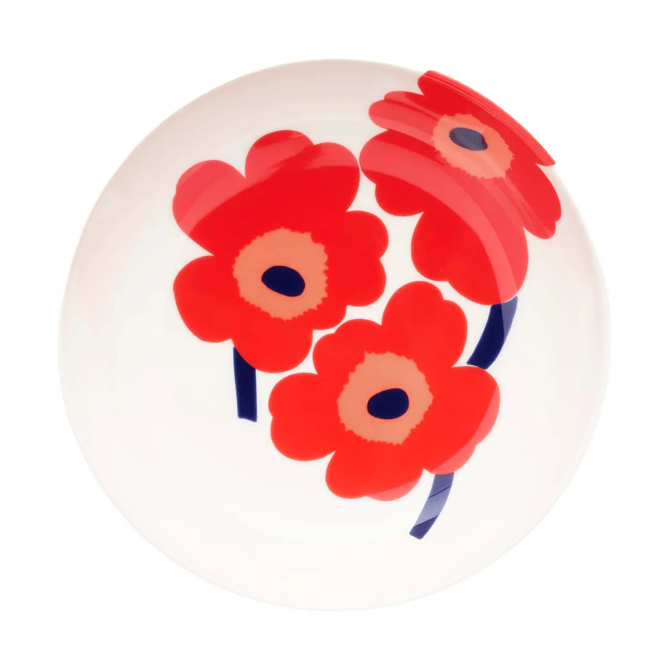 Unikko tiefer Teller, Weiß-Rot-Blau Marimekko