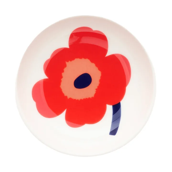 Unikko tiefer Teller - Weiß-Rot-Blau - Marimekko