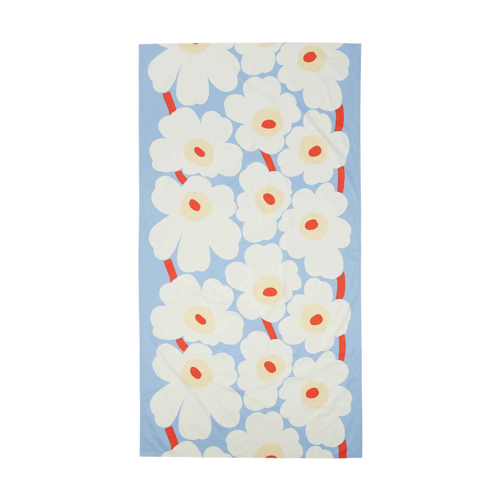 Unikko Tischdecke, Light blue-off white-melon-orange red, 135x250 cm Marimekko
