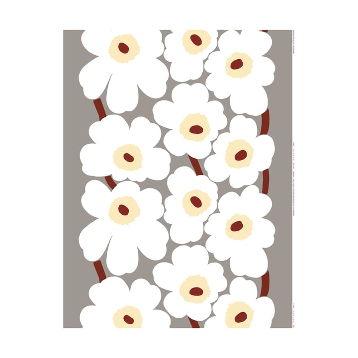 Unikko Wachstuch-Tischdecke, L. grey, white, d. red, butter Marimekko
