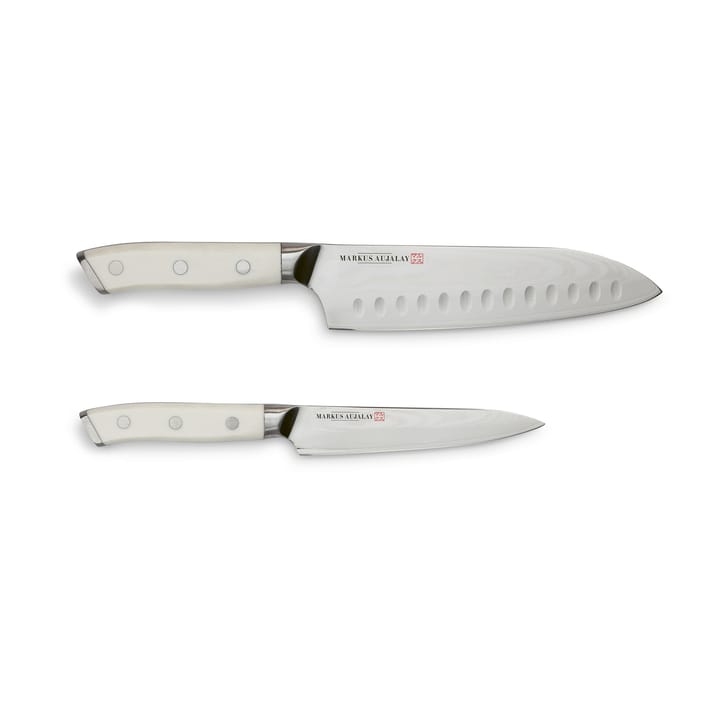 Markus Damaskus japanisches Messer-Set, Japanisches Küchenmesser und Schälmesser Markus Aujalay
