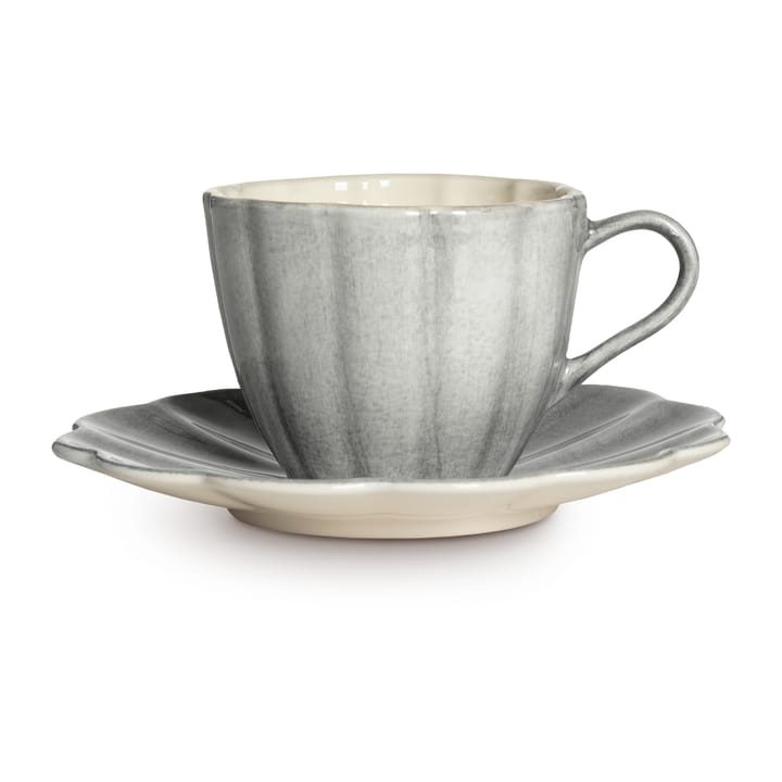 Oyster Tasse mit Untertasse 25 cl, Grau Mateus