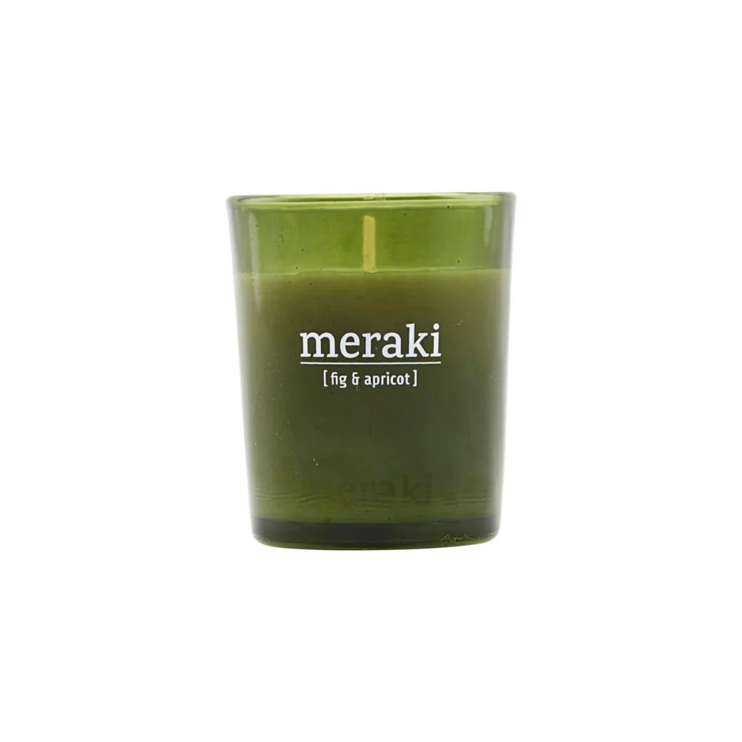 Meraki Duftkerze grünes Glas 12 Stunden, Fig-apricot Meraki